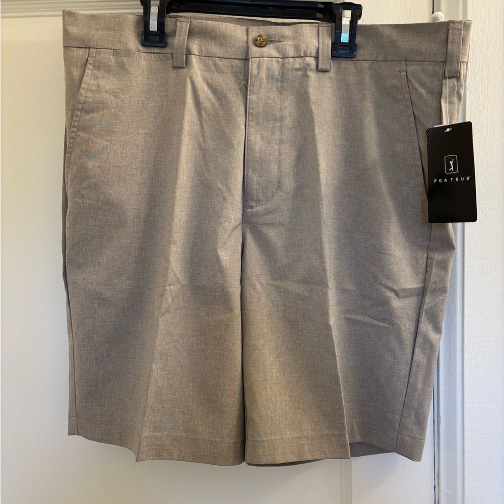 PGA Tour Men's Light Gray Flat Front Shorts